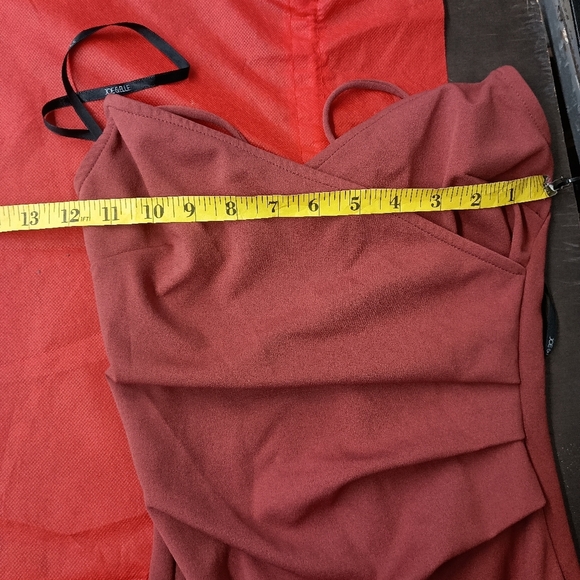 Rust Orange Draped Mini Dress - Picture 5 of 16